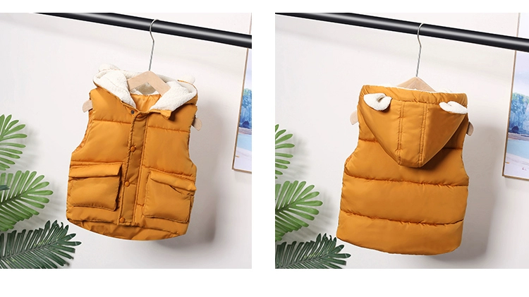 Thu đông trẻ em xuống áo vest cotton bé gái dày bé trai bé trai mặc bên ngoài áo vest kiểu tây áo vest có mũ - Áo ghi lê