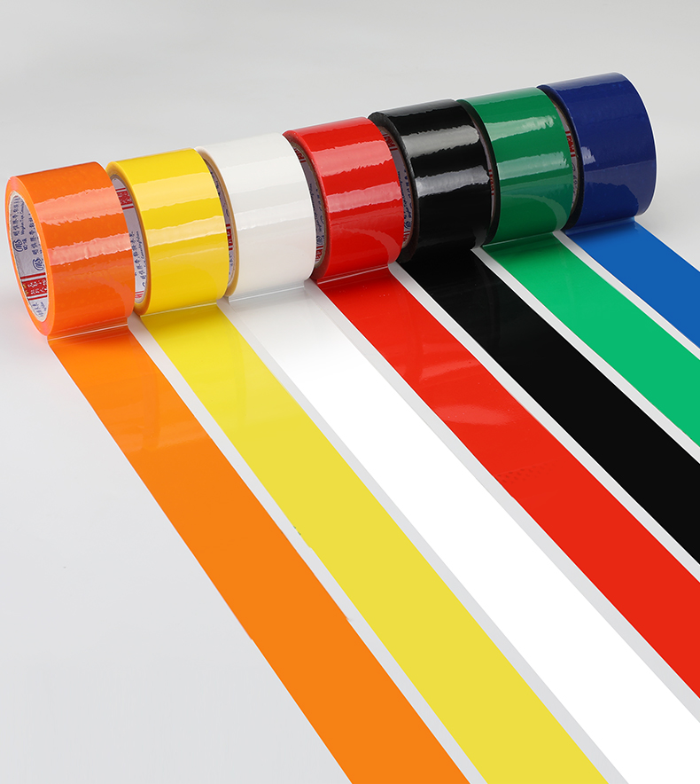 Băng keo màu Mingshen đa màu sắc phân biệt thể hiện hậu cần đóng gói băng đóng gói nhiều màu chiều dài tùy chọn 50 mét Băng cảnh báo băng dính trong đa năng
