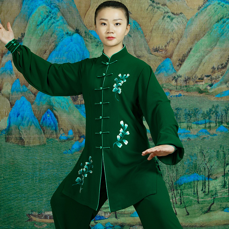 Mitzong Wu When Tai Chi Costume Women's Spring Autumn High End 2022 New Embroidered Flowers Taijiquan to perform the competition suit