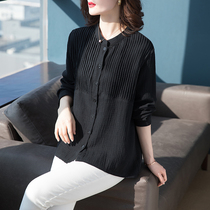 Middle-aged womens clothing 2021 spring new cotton long-sleeved shirt middle-aged mother summer age-reducing shirt top