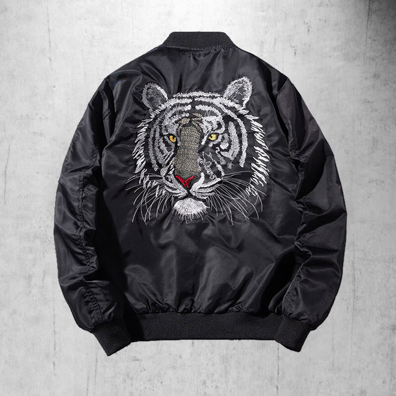 European and American Chaos Autumn Winter Embroidery Old Tiger Head Flying Jacket Baseball Uniform Casual Thickened Cotton Coat Jacket Jacket