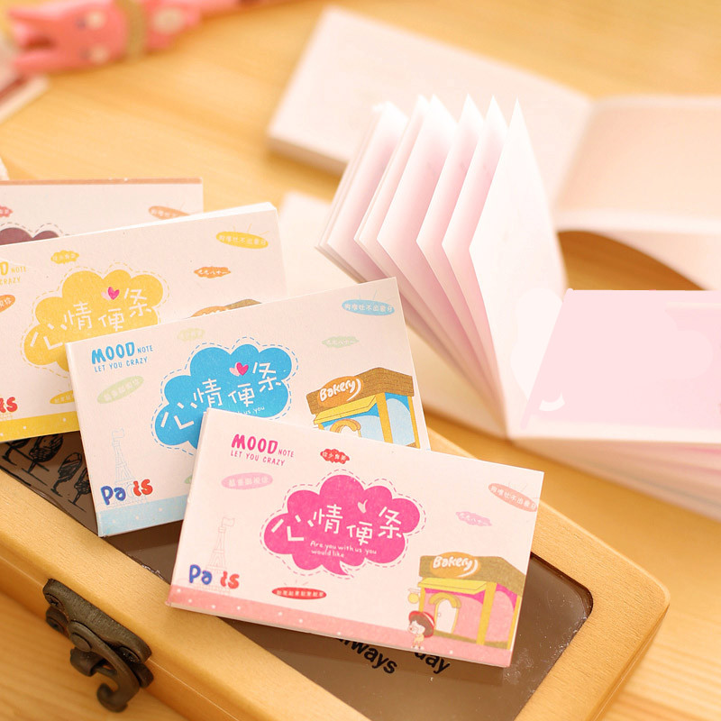 Cartoon mood note book Cute mini post-it note book Mood post-it note 50 pages color page