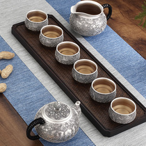 Tea language Life silver pot 999 foot silver bubble teapot West Japanese style Yunnan pure handmade kung fu silver tea set gift