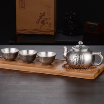 Silver pot sterling silver 999 bubble kettle small teapot blessing word meaning foot silver bubble tea set set precision bubble teapot