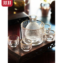 Japanese wine glass clear wine flanker set Japanese hammer glass small wine glass white wine bottle warm wine pot