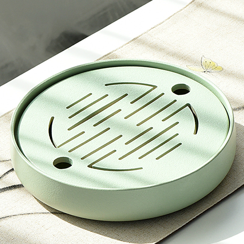 Tea tray Household small exquisite tea accessories Base drainage tray Tea cup tray Drain living room round L