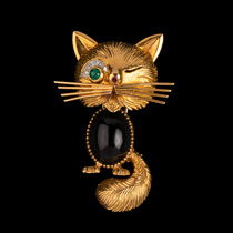 Unicorn Deer Atlantic Antique Cunts Kitten 18K Gold Inlaid Zou Mother Green Ruby agate Chest Needle