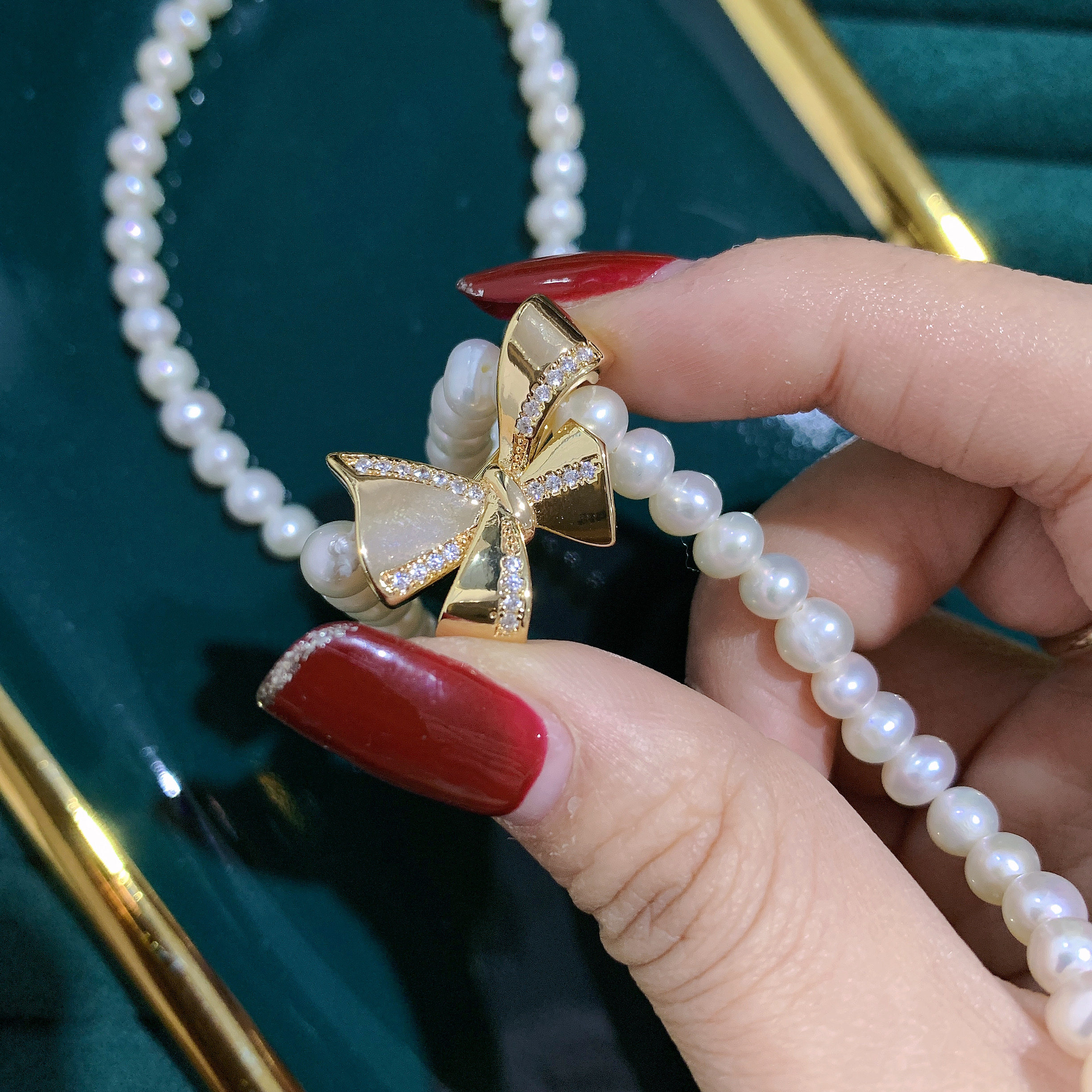Button series copper-plated real gold DIY pearl accessories, freshwater pearl necklace buttons, single-side buttons, sweater chain clips pic 6
