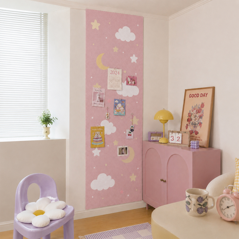 Macaron-Colored Star and Moon Cloud Felt Decorative Panels, 3D Self-Adhesive Wall Panels for Room Wall Renovation, Soft Wall Stickers Macaron-Colored Star and Moon Cloud Felt Decorative Panels, 3D Self-Adhesive Wall Panels for Room Wall Renovation, Soft Wall Stickers