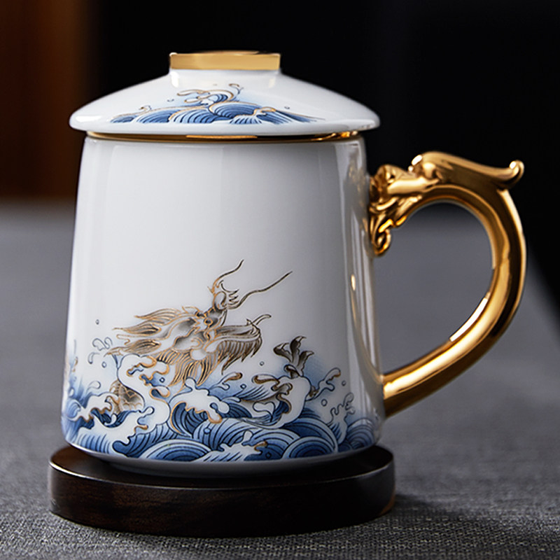 Customized Cup of Cup of Pure Silver Tea Cup Separate Ceramic Cup Cup Household Office Cup Festival Gift