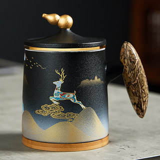 Holiday Gift Tea Cup with Ceramic Filter and Lid, Suitable for Home and Office, Tea-Water Separation, High-End Tea Cup for Personal Use