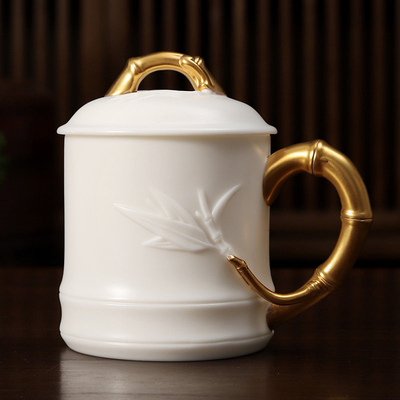 Dehua mutton fat jade festival high rise white porcelain office teacup ceramics home personal high-end gift meeting water cup