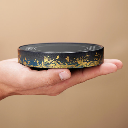 Guangqian Fish Leaping over the Dragon Tempered Anti-Fall Thermostatic Pad for Hot Tea and Hot Milk, Two Adjustable Levels, Office and Home Use Heating Thermostatic Pad