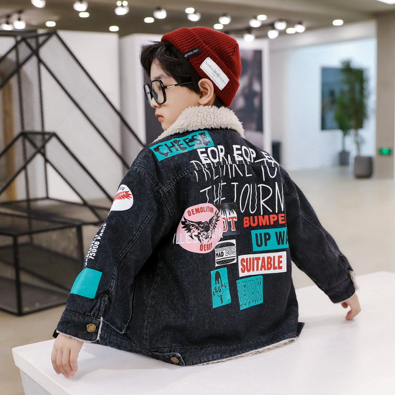 Children's boy winter clothing jacket 2020 new autumn and winter style foreign pie CUHK Scout thickened Cowboy turned-collar blouse