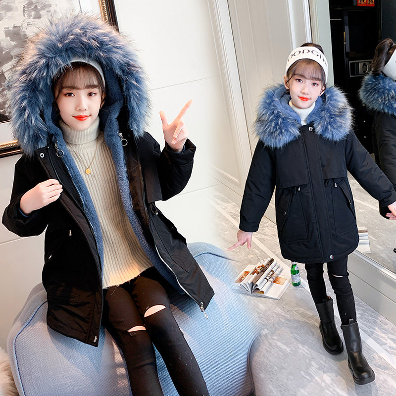 Girls' cotton clothing winter style 2022 middle-aged boy's western style winter new tooling two-in-one plus velvet boy's pie to overcome the tide