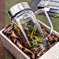 Taiwan Sendman double-layer glass home office transparent simple portable belt filter tea separation Cup