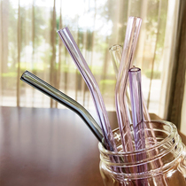 Taiwan Sandman non-disposable environmental protection transparent glass straw Heat-resistant anti-lipstick juice milk Tea coarse drinking tube