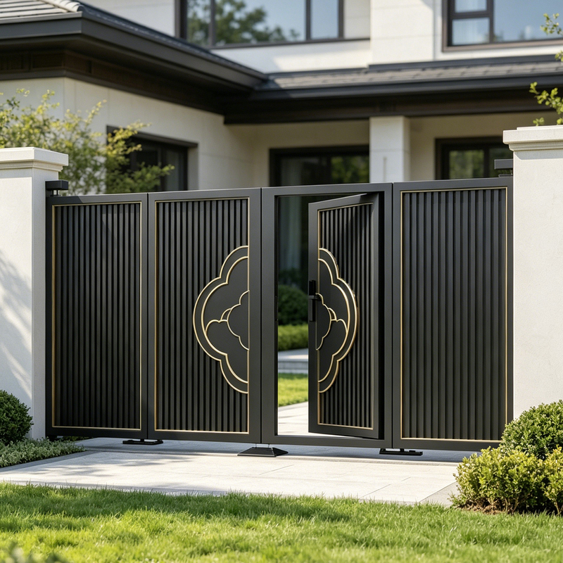 Simple and Smart Electric Aluminum Alloy Villa Door, Outdoor Courtyard Folding Electric Door, Community Garage Yard Gate
