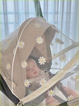Korean style baby stroller embroidered daisy mosquito net full cover universal baby stroller anti-mosquito net trolley high view