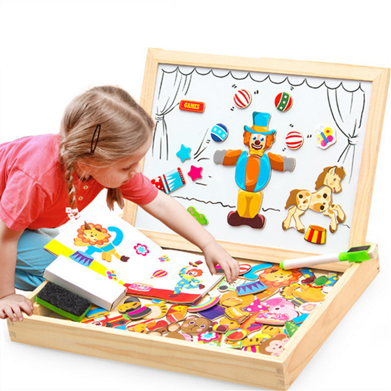 Children's magnetic puzzle drawing board beneficial intelligence brain toy stereo puzzle writing board blackboard 3-8 years old girl 4