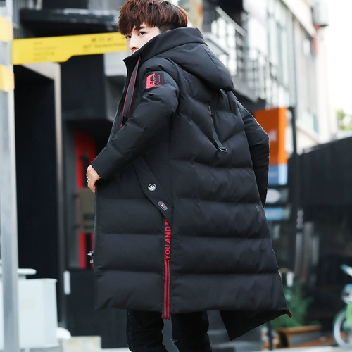 Длинная куртка для мальчиков, трендовый комплект, пуховик с пухом, средней длины, коллекция 2022, в корейском стиле, увеличенная толщина