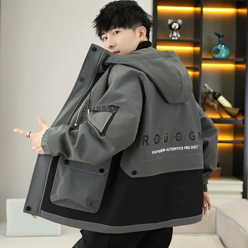 Демисезонная куртка, утепленная мужская осенняя толстовка с капюшоном, подходит для подростков