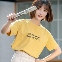 Short sleeve 2021 New coat female summer Korean letter printing loose round neck ins Super fire half sleeve T-shirt female tide