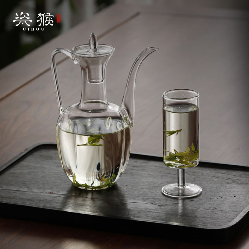 Imitation Song Dynasty Style Hand-Held Heat-Resistant Glass Imperial Concubine Teapot for Brewing Green Tea, Monkey-Kei Black Tea, Water Boiling Kettle, Single Pot, Wine Warming Pot, Cup Set