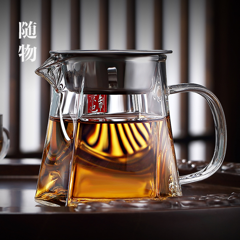 Also Beijing Fair Cup thickened glass Gongcup tea leak suit Heat-resistant Gongfu Tea Hai Pour Tea Ware Transparent Tea Set Accessories