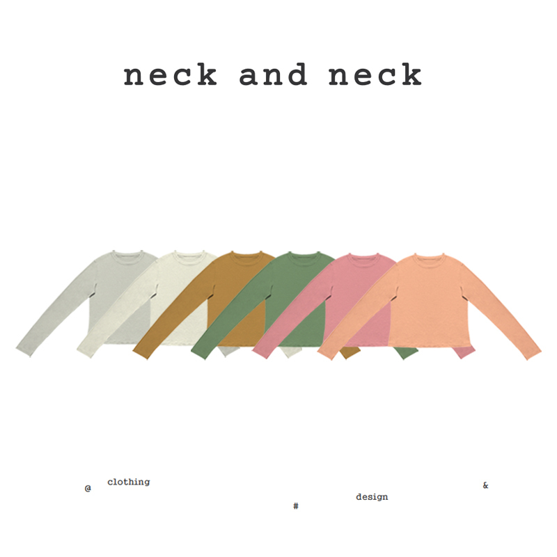 【Neck and Neck】"Neon Collector" Simple Thin Tencel Solid Color Blend Long-Sleeve T-Shirt