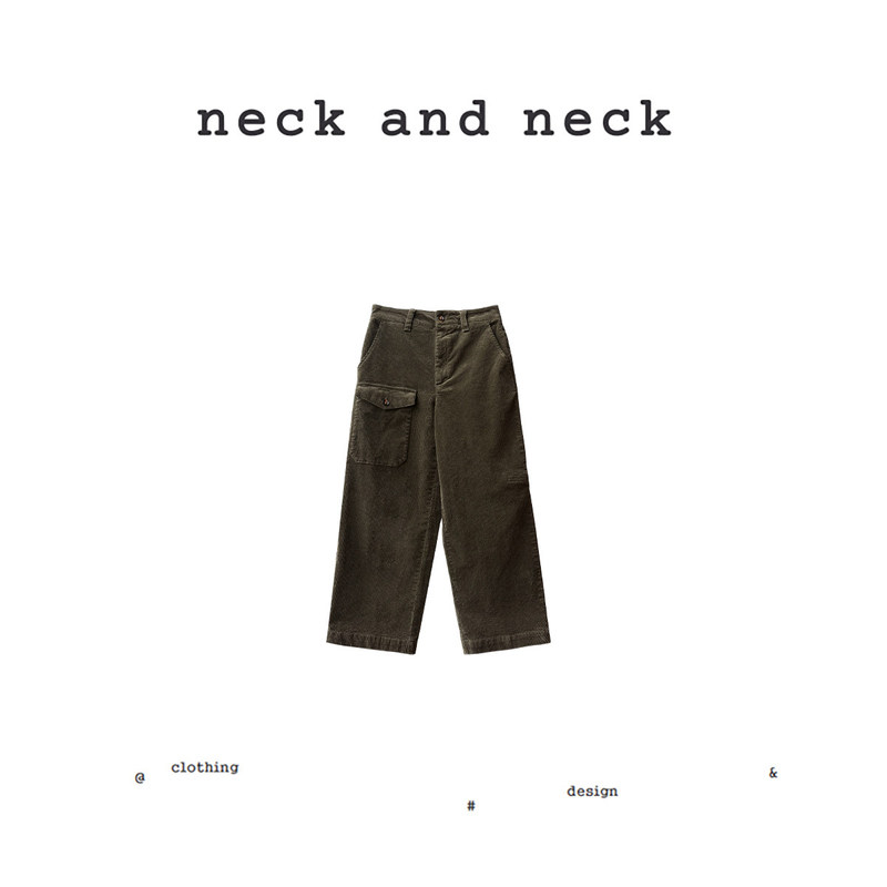 【Neck and Neck】"Oxygen Wood Style" 26 Autumn and Winter New Loose Corduroy Workwear Wide-Leg Pants for Women