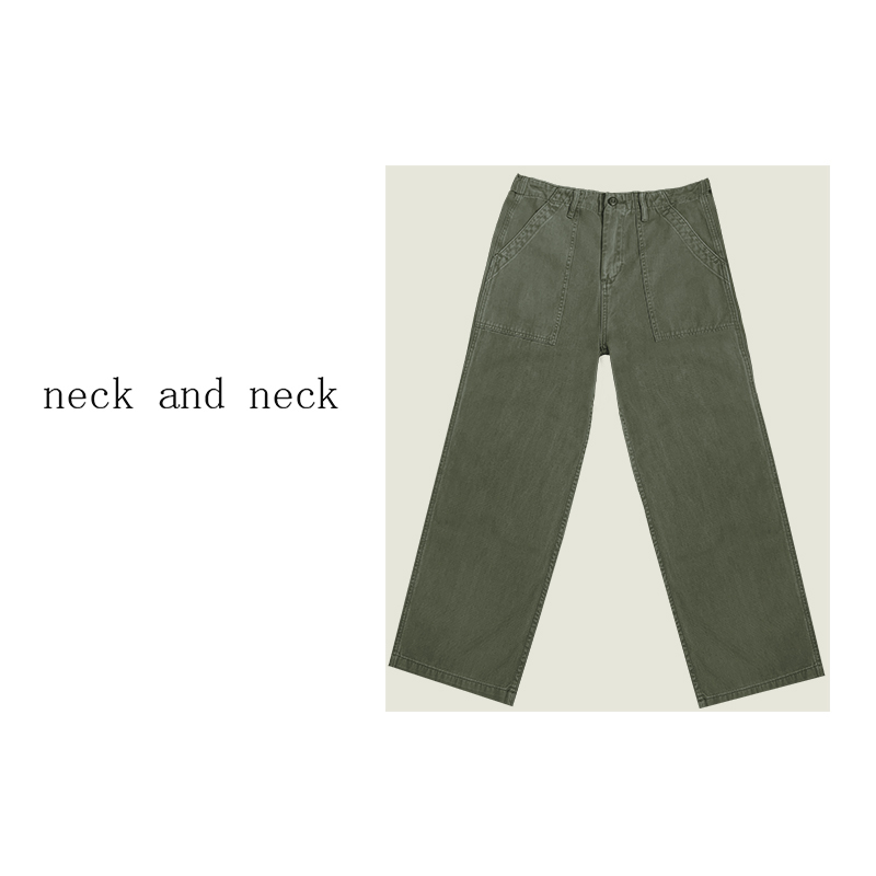 【Neck and Neck】"Jungle Universe" American-Style Straight-Leg Washed Workwear Casual Pants Straight-Leg Pants