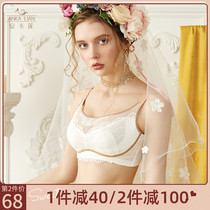 Large code lingerie woman ultra-thin smear style full cup no steel ring to gather anti-drooping collecting auxiliary milk large breasted bra with small bra