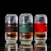 Portable travel tea set suit small set glass quick passenger cup one pot of two tourist teapot tea cups