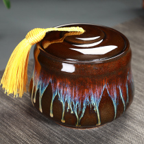 Interest Salon gold kilns Changing Tea Leaves Jar ceramic Seal jar Tea Jar Tea Vat Depository Tea Jar Home Tea Box Ceramic Jars