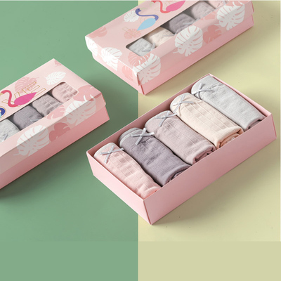 内裤女火烈鸟纯棉全棉裆中腰无痕短裤性感透气三角裤5条盒装