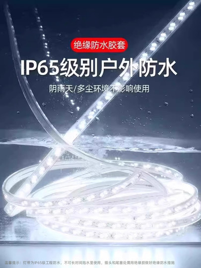 LED light strip 24v36v low voltage 220v100 meters outdoor waterproof engineering basement tunnel breeding lighting