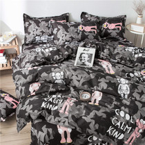 ins Han style net red money cartoon four sets bedding bedding student single double quilt cover student bed linen three 4 pieces