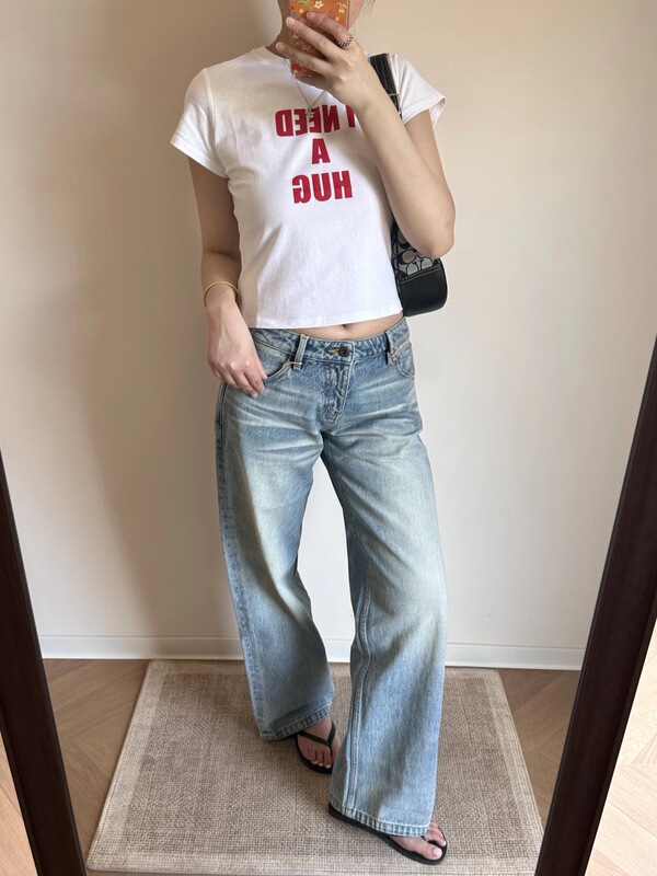 Acc|060M&060L Mid-High Waist Low-Rise Vintage Heavy Wash Pure Cotton Straight-Leg Denim Pants Acc|060M&060L Mid-High Waist Low-Rise Vintage Heavy Wash Pure Cotton Straight-Leg Denim Pants