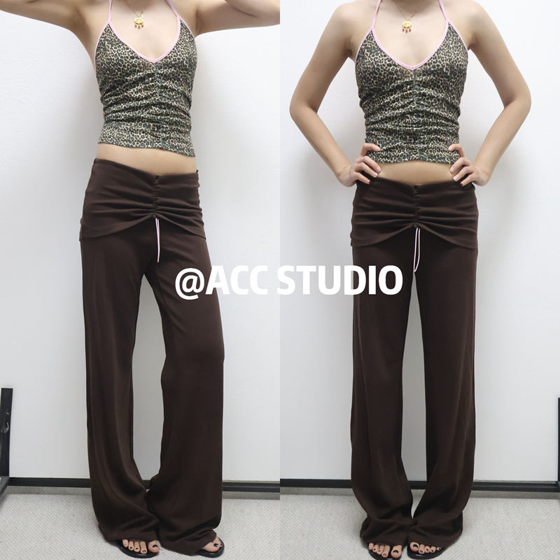 Restore | in Stock, Pleated Straight-Leg Trousers, Red/Brown