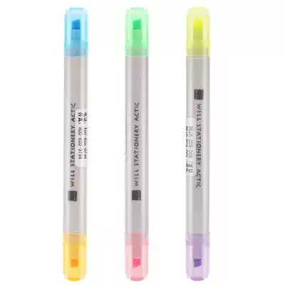 Japan KOKUYO WILL Series double-head fluorescent marker pen two-color students use marker pen color candy color set of rough key set of silver light hand account stationery