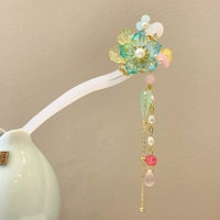 Зеленые листовые голубые цветы текут суа -байжхенг