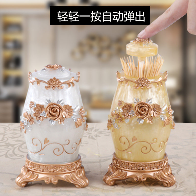 Toothpick box European living room household personality creative toothpick tube automatic pop-up household high-grade pressing toothpick jar
