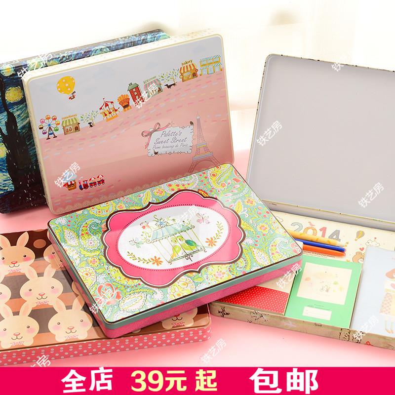 Desktop storage box beautiful small iron box size rectangular exquisite beautiful small box with lock