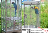 Клетка для птиц с птичьей клеткой из нержавеющей стали.