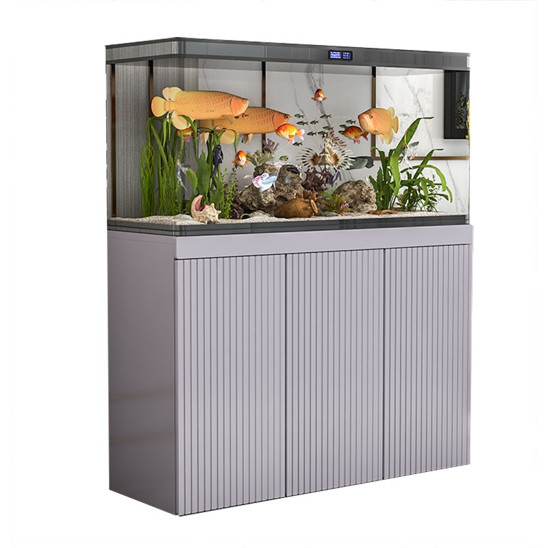 Light of key-2 luxury living room small and medium - sized aquarium tank household aquarium super Bai Gui cylinder cabinet shelf European base