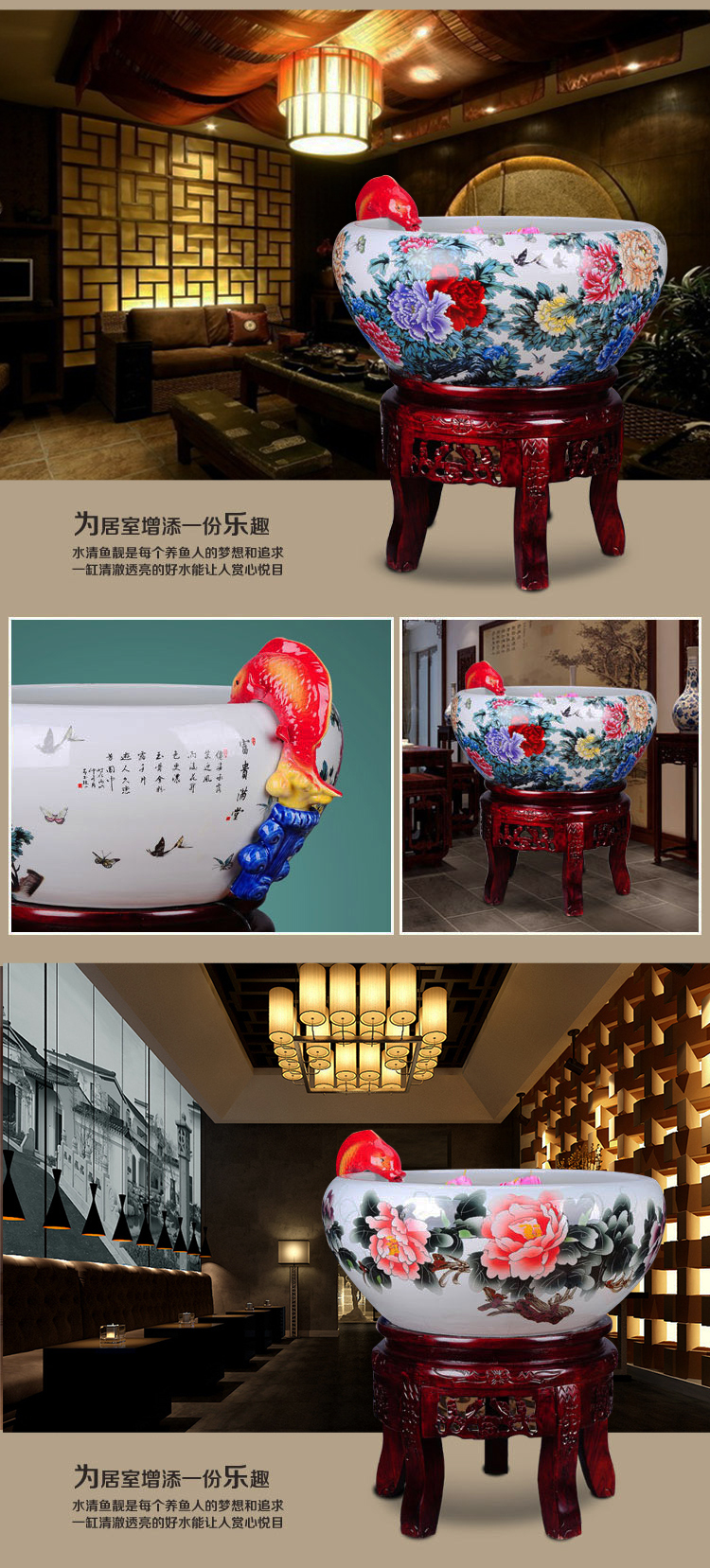 The Add oxygen tank aquarium tank cycle the sitting room of jingdezhen porcelain jar ceramic water filter cylinder goldfish bowl the tortoise