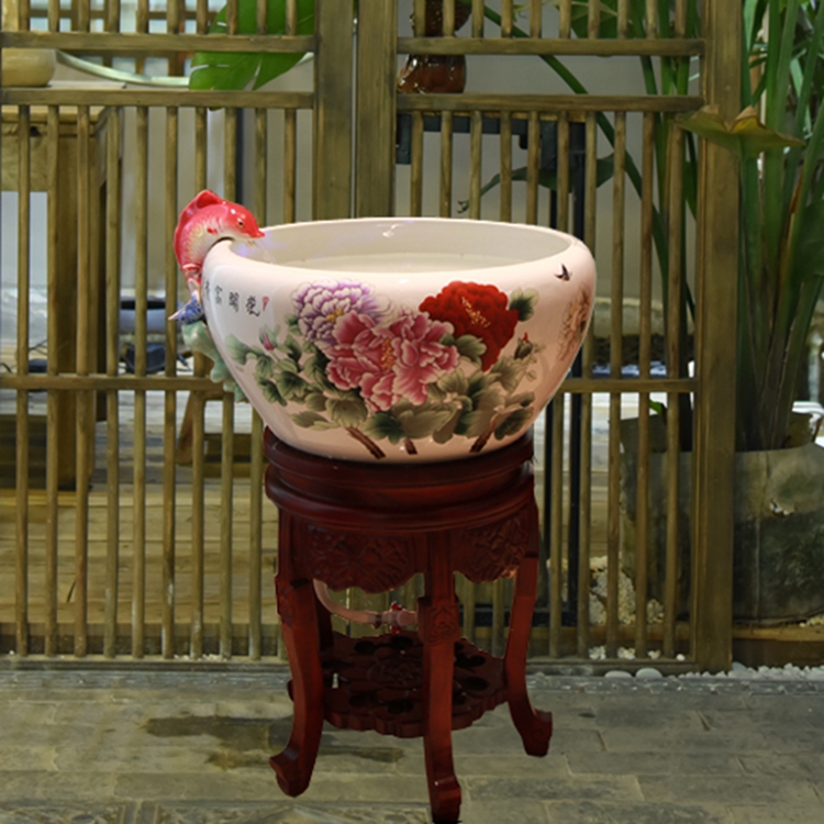 Jingdezhen ceramic aerobic fengshui atomization goldfish bowl cycle gift porcelain filtering home sitting room a goldfish bowl