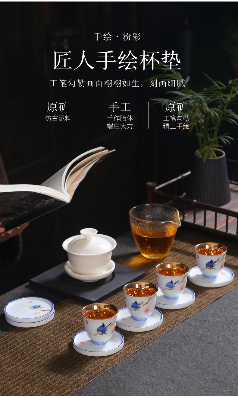 Ceramic cup mat blue and white porcelain cup holder, Japanese Nordic insulation square plate household kung fu tea tea accessories