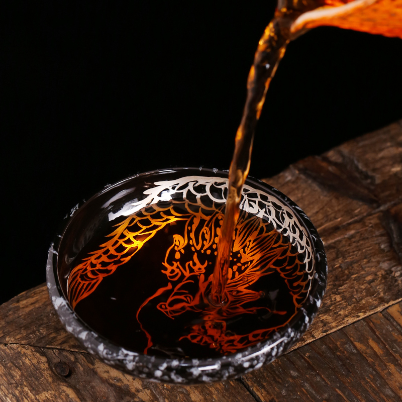 Hand - made built light silver kung fu tea cups ceramic masters cup tea oil droplets, a single sample tea cup bowl accessories